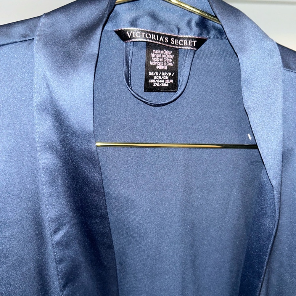 Silky Blue Kimono Robe - Picture 2 of 2